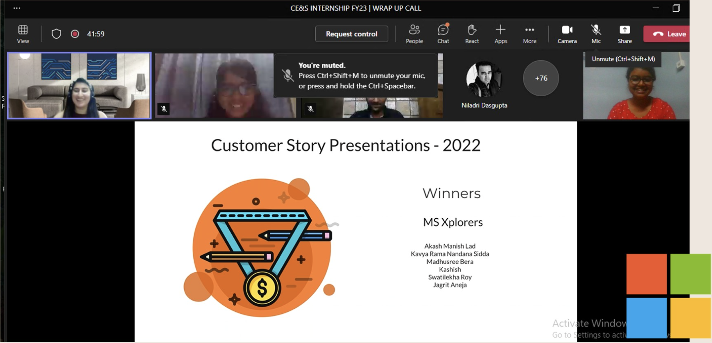 A screenshot of an online video call titled 